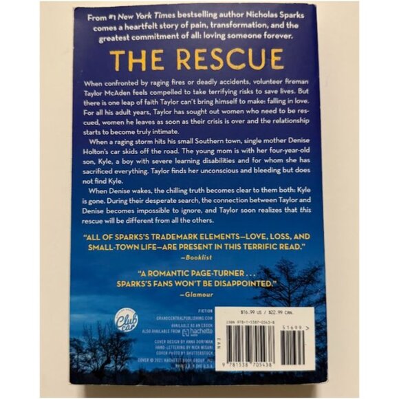 The Rescue Hardcover Nicholas Sparks’ Romantic Drama Novel - Picture 2 of 3